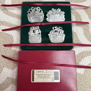 Longaberger Pewter Basket Ornaments (4) with Ribbons 2003 - Picture 1 of 8
