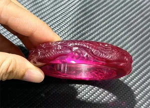 Top  Dragon and phoenix totem carving Ruby Bangle Lab-Created Corundum Ruby - Picture 1 of 5