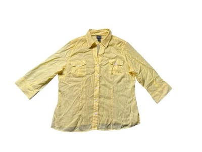 Camisa Additions by Chicos Amarilla Cuello en V Botón Delantero Para Mujer 3 EE. UU. XL 3/4 Manga Foto 1 de 4