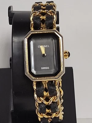 Reloj de cuarzo para dama vintage Chanel Premiere M cuero esfera negra próxima subasta Fm Foto 1 de 4