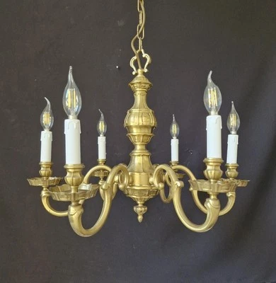 Lámpara de techo vintage de latón amarillo con iluminación 6 brazos Ø 25,4" pulgadas Foto 1 de 4