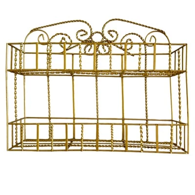 Plancha de desplazamiento Hollywood Regency de metal dorado dorado vintage de mediados del siglo XX de 2 niveles Foto 1 de 4