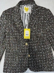 Kerri Rosenthal NWT Happy Hour Boucle Blazer Size X-Small in Black/Multi Tweed - Picture 1 of 9