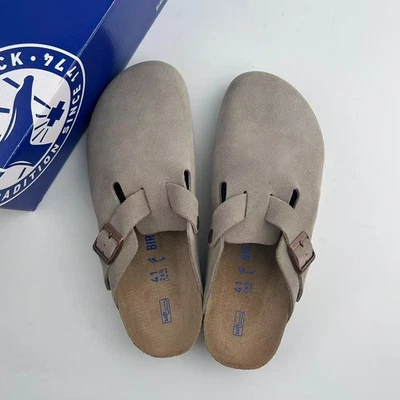 Birkenstock Boston Plantilla Suave Taupe Gamuza Cuero Unisex Zuecos Zapatos EU 37-45 Foto 1 de 4