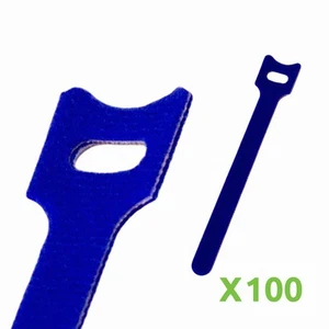 6 Inch Hook and Loop Reusable Strap Cable Cord Wire Ties 100 Pack Blue - Picture 1 of 5