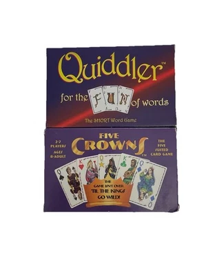 Vintage QUIDDLER & FIVE CROWNS, Rummy Style And Short Word Games. Family Fun.New - Image 1 of 2