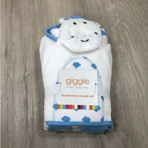 Giggle Cloud einzelnes Kapuzenhandtuch und Figur Washmitt Set, blau - Bild 1 von 4