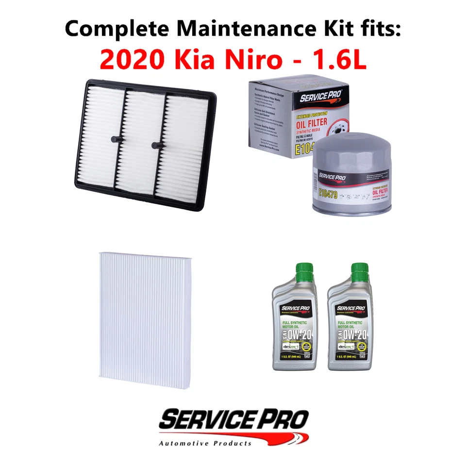 2020 Kia Niro 1.6L Complete Air, Oil & Cabin Filter Kit (0W-20) Foto 1 de 4