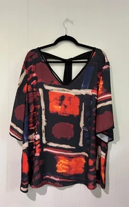 NEU MIT ETIKETT JOSEPH A. Woman Plus 3X schwarz rot Times Square Print Tunika Top - Bild 1 von 7