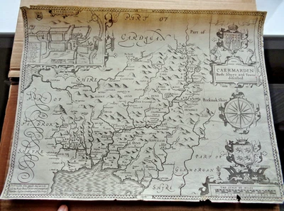 GENUINE 17TH CENTURY JOHN SPEED MAP WALES CARMARTHEN / CARMARTHENSHIRE ROGER REA - Image 1 of 4