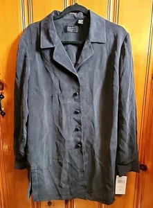 Dana Buchman Black Buttoned Shirt Ladies Size 16, 100% Silk, NWT - Picture 1 of 5