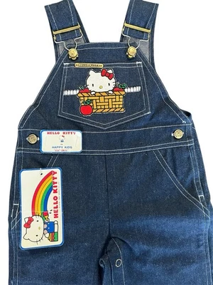Vintage Hello Kitty Overalls 12M Baby Denim Girls Sanrio 1980s - Image 1 of 4
