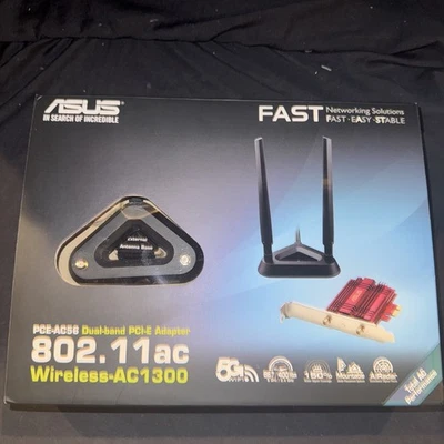 ASUS PCE-AC56 WiFi Card Dual-band PCI-E Adapter 802.11 ac Wireless-AC1300 - Image 1 of 4