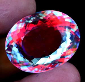 Natural Mystic Quartz Oval 60.80 Ct Rainbow Color Stunning Certified Gemstone - Picture 1 of 5