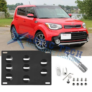 Black Front Bumper Tow Hook License Plate Mounting Bracket for Kia Soul 2014-up - Picture 1 of 8