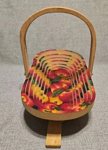 Collapsible Wooden Basket Hand Carved Foldable Bowl Apples Farmhouse Decor - Picture 1 of 8