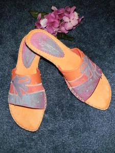Arteffects Lucia Sandals Wedges Women 7 Leather Kitten Heel - Picture 1 of 12