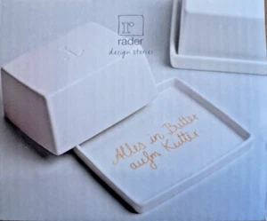 Butterdose Anker "Alles in Butter aufm Kutter" klein 1/4 Porzellan Räder Design - Bild 1 von 6