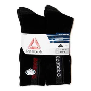 Reebok® Herren Pro Series schwarz Baumwolle gepolsterte Crew-Socken, 6er-Pack - Bild 1 von 7