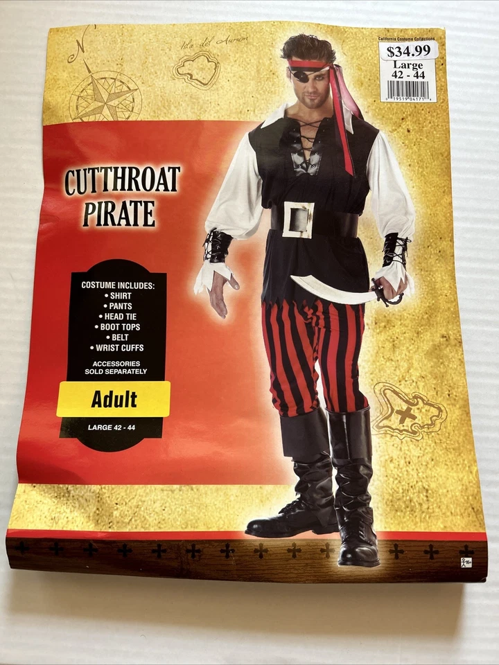 Disfraces de California Pirata Despiadado Disfraz de Halloween Adulto Grande Foto 1 de 4
