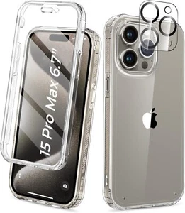 For iPhone 15 14 16 Pro Max 13 12 Shockproof Clear 360 Full Body Case Cover - Picture 1 of 9