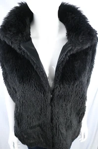 Black Faux Fur Zip Up Womans GILET Extra Large XL Pre Owned - Picture 1 of 13