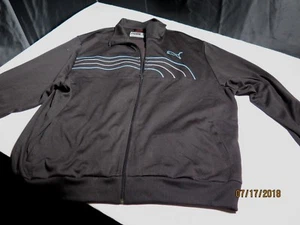 PUMA Full Zip Track Jacket Black Side Pockets Men's Size Men's XL Sleeves Cut - Picture 1 of 10