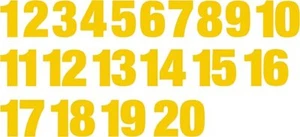 1-20 Numbers Yellow Sticker Vinyl Decals CHOOSE  1" - 8"  (V586) - Picture 1 of 3