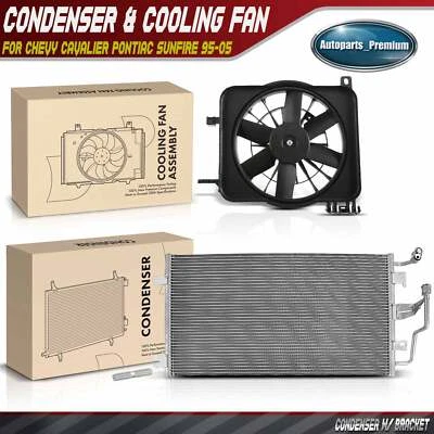 交流电冷凝器和冷却风扇组件套件适用于雪佛兰骑士庞蒂亚克 Sunfire 95-05 — 第 1/4 张图片