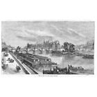 PARIS View of the Restored Pont Neuf - Antique Print 1857