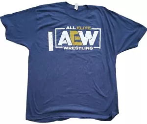 NEW AEW All Elite Wrestling Logo Blue T-Shirt Adult 2XL TV Short Sleeve XXL - Picture 1 of 6