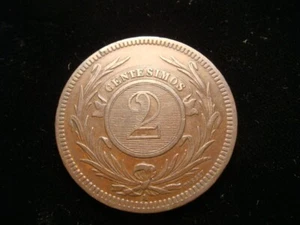 URUGUAY 2 CENTESIMOS 1869 A - Picture 1 of 2