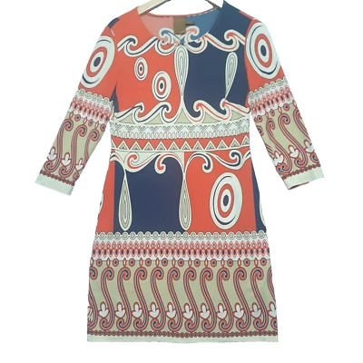 Vestido recto Ali Ro Anthropologie para mujer talla 4 azul naranja funky mod retro Foto 1 de 4