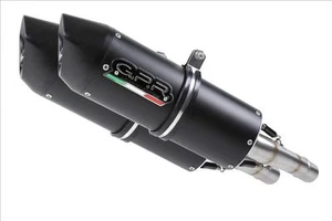 MOTO GUZZI BREVA 750 2003-2011 GPR DUAL SLIP ON EXHAUST SYSTEM FURORE BLACK - Picture 1 of 3