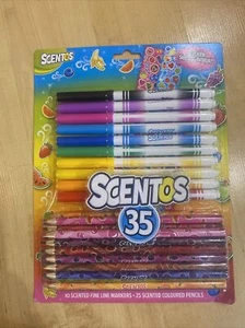 Scentos Stationery Scented - 10 Fine Line Markers & 25 Coloured Pencils Stickers - Picture 1 of 4