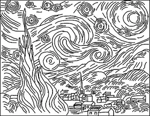 Rug Hooking Pattern " STARRY STARRY NIGHT" on natural linen - Picture 1 of 1
