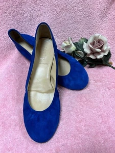 J.Grew-Women-46198-Blue Suede Leather Flat Shoes.Sz-7,5M. Italy. - Picture 1 of 14