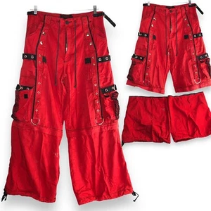 Tripp NYC Y2K Baggy Bondage Red Pants L Convertible Grunge Punk Rocker Festival - Picture 1 of 13