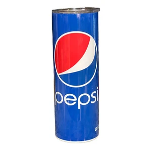 Custom Made 20oz Stainless Steel Tumbler w/Straw~Pepsi Wrap~Soda~Soft Drink - Picture 1 of 3