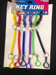 Retractable Spiral Stretchy Elastic Coil Keyring Key Chain Ring Plastic - Picture 1 of 5
