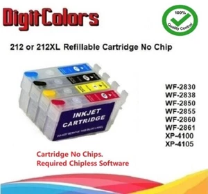 212XL Empty Refillable Cartridge No Chip fits for WF-2830 WF-2850 XP-4100 4105 - Picture 1 of 5