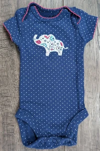 Baby Girl Clothes Child Mine Carter's Blue Preemie Polka Dot Elephant Bodysuit - Picture 1 of 3