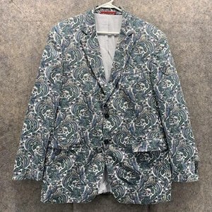 Alan Flusser Blazer Men Medium Adult Blue Jacket Linen Paisley All over Print - Picture 1 of 13
