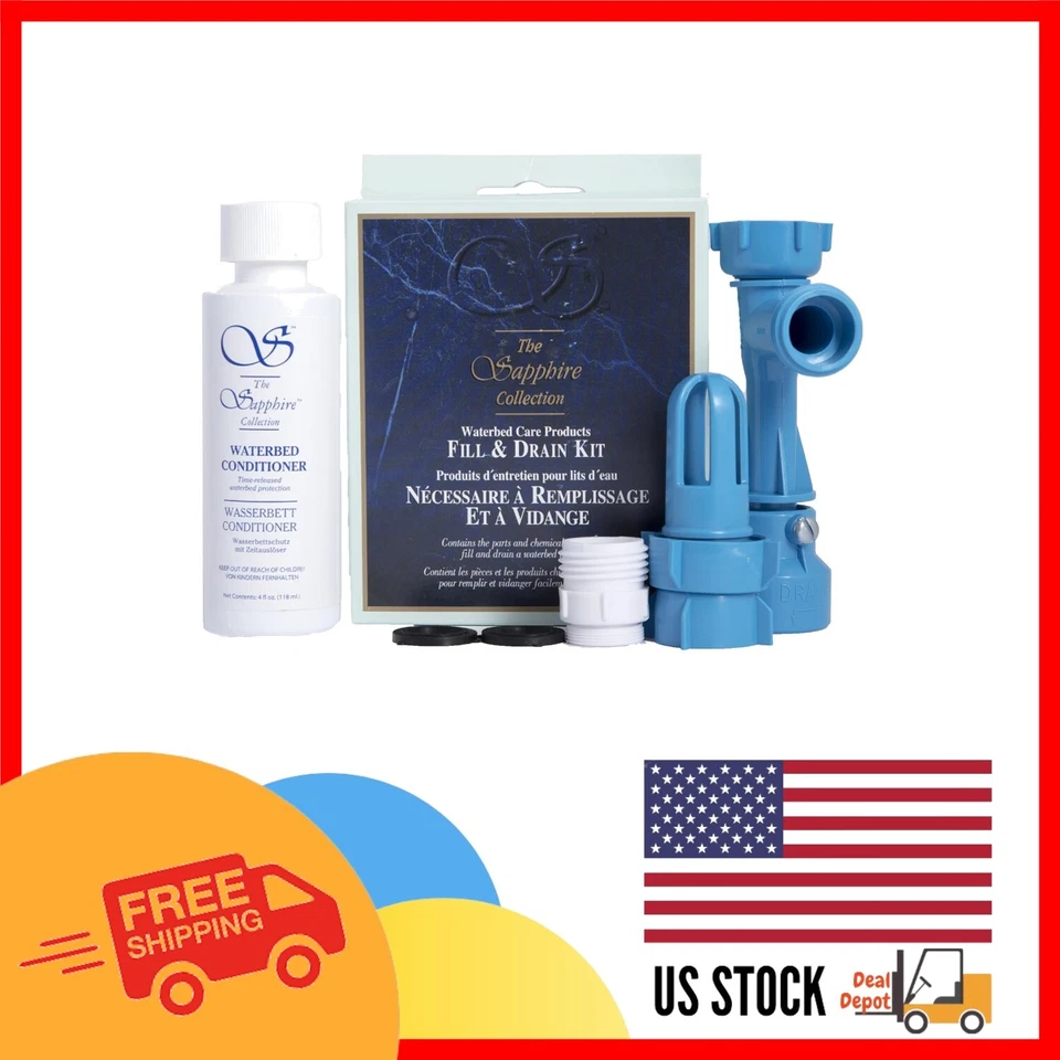 Kit de llenado y drenaje de cama de agua - Incluye acondicionador de 4 y 8 fl oz para un cuidado máximo Foto 1 de 3