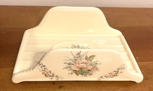 Vintage Athena Porcelain Beige Pink Floral Fingertip Guest Towel Holder w flaw - Picture 1 of 7