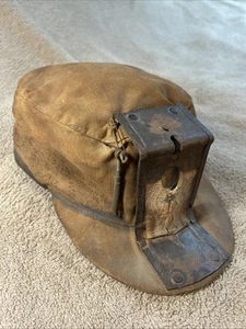 RARE T R Jones Co COAL KING Leather & Cloth Miners Cap Hat - Picture 1 of 9