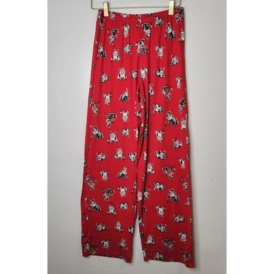 Calça pijama feminina HUE buldogue francês estampa francesa vermelha roupa de dormir tamanho P - Imagem 1 de 4