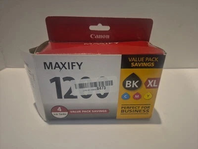 Paquete de 4 cartuchos de tinta magenta Canon genuinos PGI-1200 x1 negros x1 amarillos x2 *NUEVOS* Foto 1 de 4