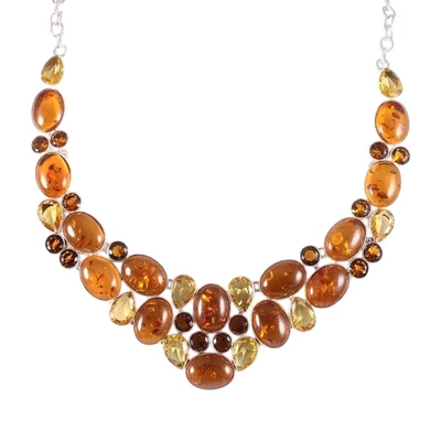 Baltic Amber Gemstone Handmade 925 Sterling Silver Jewelry Necklace Size-17-18" - Image 1 of 4