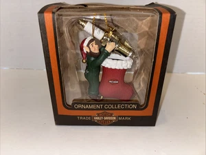 Vtg Harley Davidson North Pole Motorcycle Club Ornament Spark Plug Elf Christmas - Picture 1 of 2